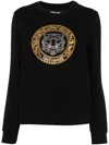 Just Cavalli Tiger Head Cotton Sweatshirt In Black