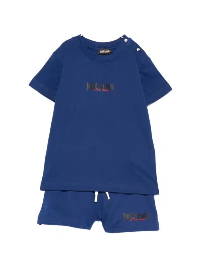 Just Cavalli Kids' T-shirt And Bermuda Set "aistala" In Blue