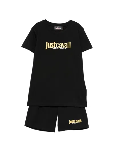 Just Cavalli Kids' T-shirt+bermuda Tesere Set In Black