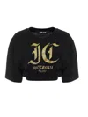 Just Cavalli Logo-print Cotton Crop Top In Black