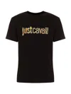 Just Cavalli Striped Crew Neck T-shirt In Black