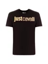 Just Cavalli Logo-laminated Cotton T-shirt In Black