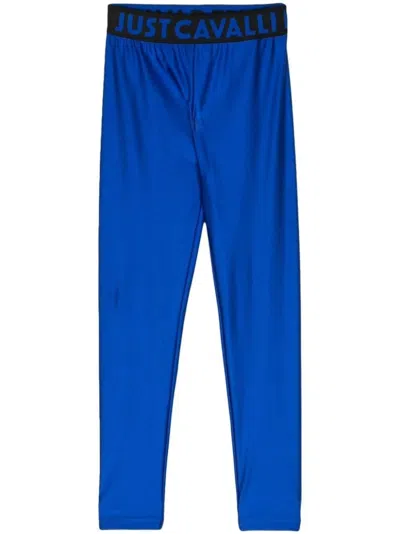 Just Cavalli Logo-print Leggins In Blue