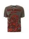 Just Cavalli Snake-print T-shirt In Grey