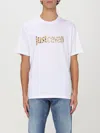 Just Cavalli Stylish Cotton T-shirt With Eye-catching Logo Print In Weiss