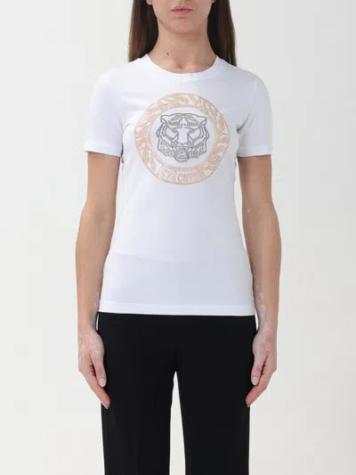 Just Cavalli Tiger Head Studded Cotton T-shirt In White