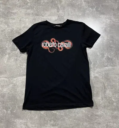 Pre-owned Just Cavalli T-shirt Roberto Cavalli Big Print Snakes Y2k Japan Style In Black