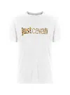 Just Cavalli Stylish Cotton T-shirt With Eye-catching Logo Print In White