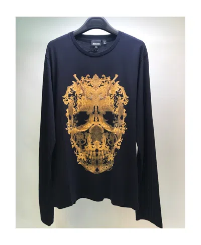 Just Cavalli T-shirt With Round Neck And Long Sleeves In Black