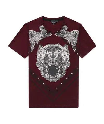 Just Cavalli T-shirt With Round Neck And Short Sleeves In Brown