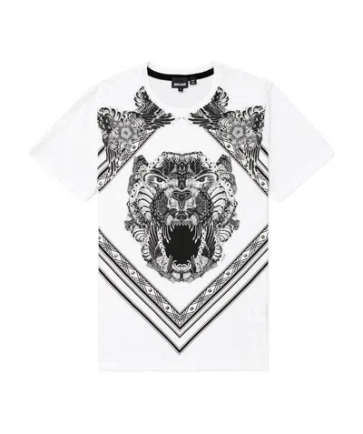 Just Cavalli T-shirt With Round Neck And Short Sleeves In White