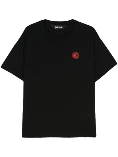 Just Cavalli Logo-patch Cotton T-shirt In Black