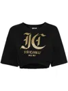 Just Cavalli Logo-print Cotton Crop Top In Black