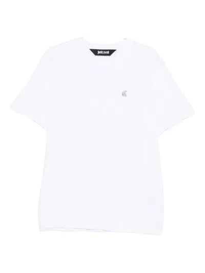 Just Cavalli Logo-detail Cotton T-shirt In White