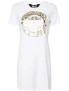 Just Cavalli Tiger Head-print Mini Dress In White