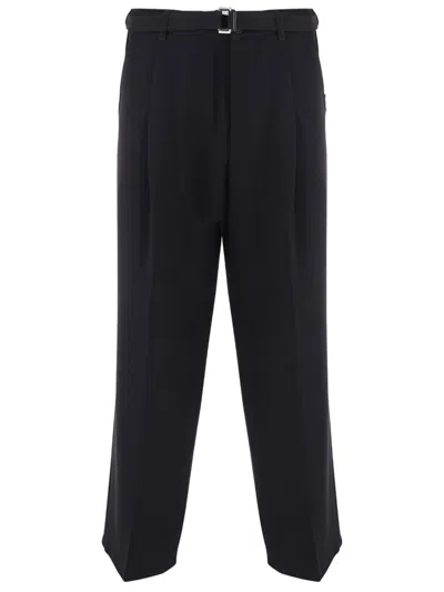Just Cavalli Tailored Cropped Trousers With Metallic Buckle And Minimalist Design In Black