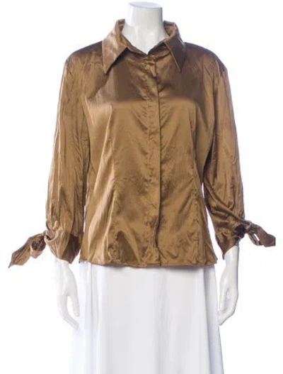 Pre-owned Just Cavalli Three-quarter Sleeve Blouse In Brown