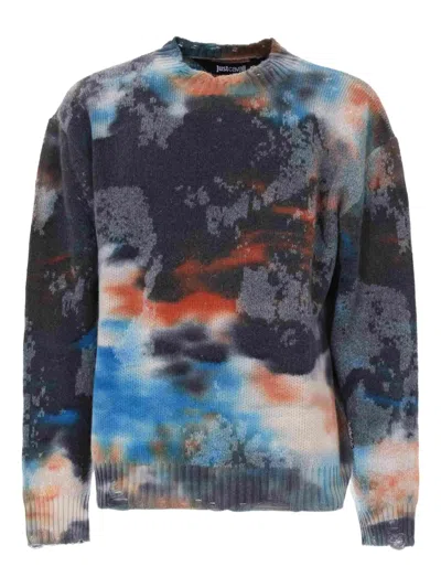 Just Cavalli Tie-dye Distressed Sweater In Multi