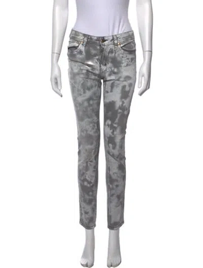 Pre-owned Just Cavalli Tie-dye Print Skinny Leg Pants In Silver