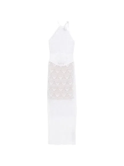 Just Cavalli Tie-neck Pattern Dress In White
