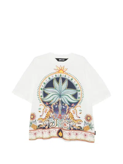 Just Cavalli Graphic Print Short Sleeve Crew Neck T Shirt In Red