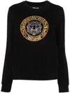 Just Cavalli Tiger Head Cotton Sweatshirt In Black