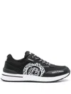 Just Cavalli Tiger Head-print Leather Sneakers In Black