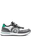 Just Cavalli Tiger Head-print Leather Sneakers In White