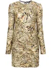 Just Cavalli Tiger-print Mini Dress In Yellow