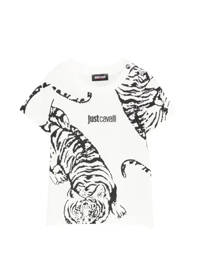 Just Cavalli Babies' Tiger-print T-shirt In Yellow
