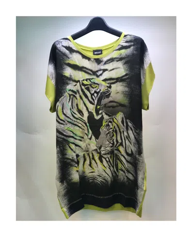 Just Cavalli Tiger Printed Round Collar T-shirt In Green