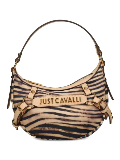 Just Cavalli Tiger-stripes Cross Body Bag In Neutrals