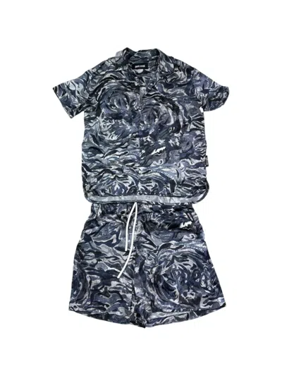 Just Cavalli Kids' Tiger-print Shirt And Shorts Set In Blue