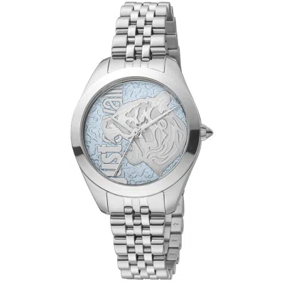 Just Cavalli Women's Pantera Blue Dial Watch In Silver