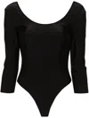 Just Cavalli Open-back Satin Bodysuit In Black
