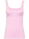 Just Cavalli Rhinestone-logo Top In Pink