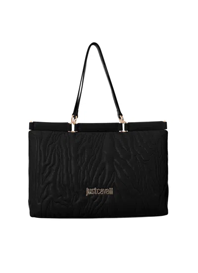 Just Cavalli Tote Bag In Black