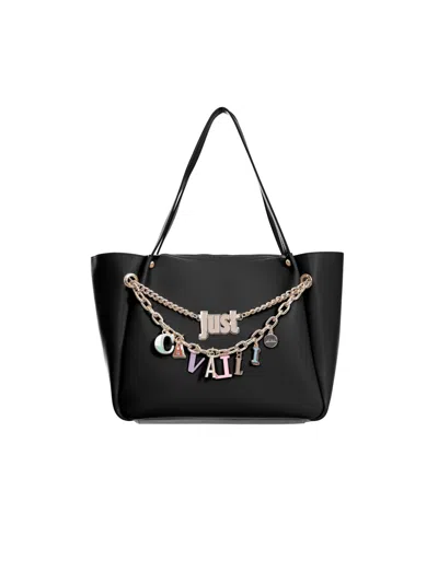 Just Cavalli Tote Bag In Black