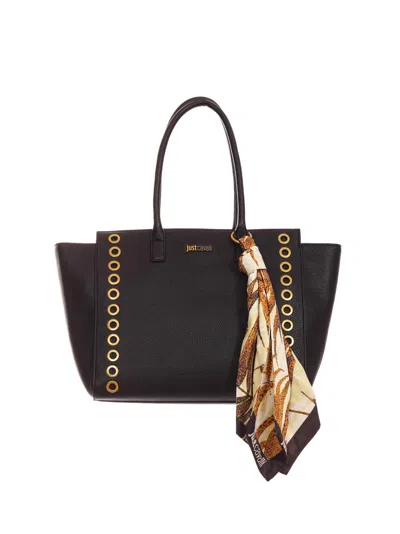 Just Cavalli Tote Bag In Black