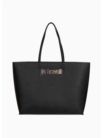 Just Cavalli Tote Bag In Black