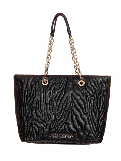 Just Cavalli Tote Bag In Black