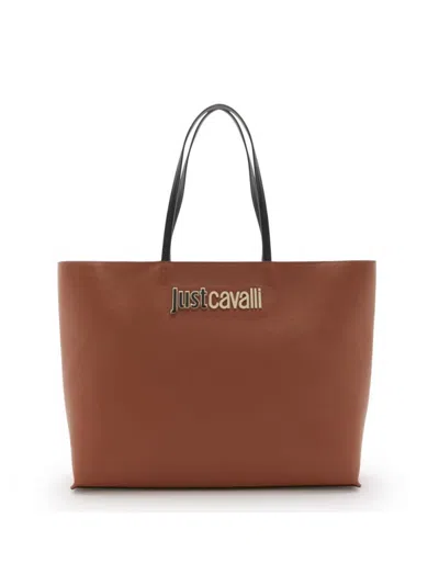 Just Cavalli Tote Bag In Brown
