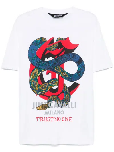 Just Cavalli Trust-print T-shirt In Weiss