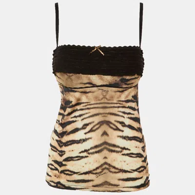 Pre-owned Just Cavalli Underwear Beige Animal Print Jersey Camisole M In Sand