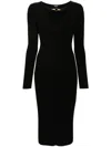Just Cavalli V-neck Knitted Midi Dress In 黑色