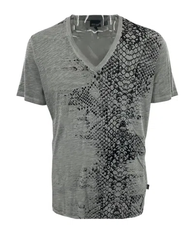 Just Cavalli V-neck Short-sleeved T-shirt In Gray