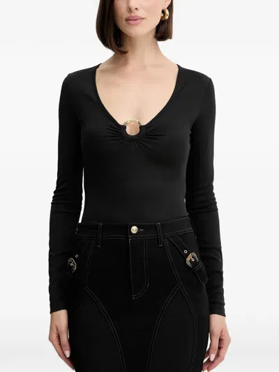 Just Cavalli V-neck Top In Black