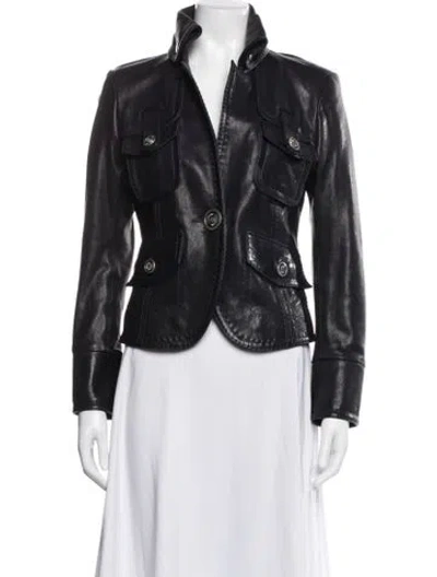 Pre-owned Just Cavalli Vintage 2000's Biker Jacket In Black