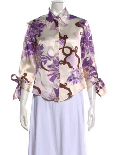 Pre-owned Just Cavalli Vintage 2000's Blouse In Purple/white