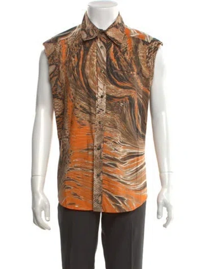 Pre-owned Just Cavalli Vintage 2000's Shirt In Brown/orange